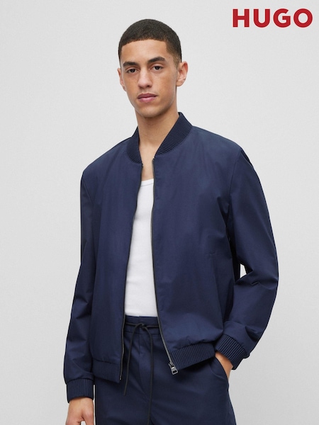 HUGO Navy Blue Slim Fit Performance Stretch Bomber Jacket (Q74019) | €204