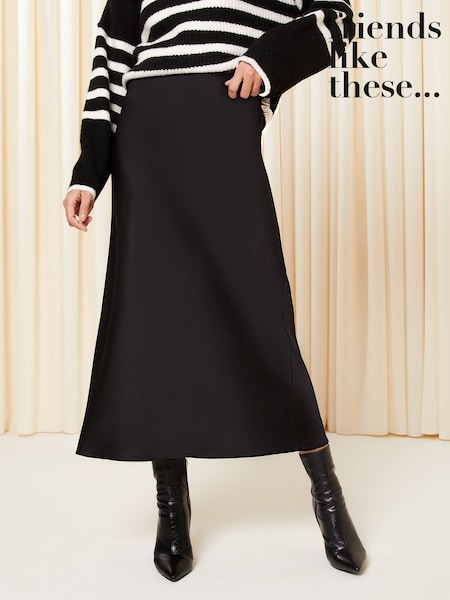 Friends Like These Black Satin Bias Cut Maxi Skirt (Q74183) | €18.50