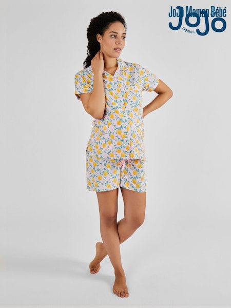 Jojo Maman Bébé Lemon Print Maternity & Nursing Short Pyjamas Set (Q74188) | 215 LEI
