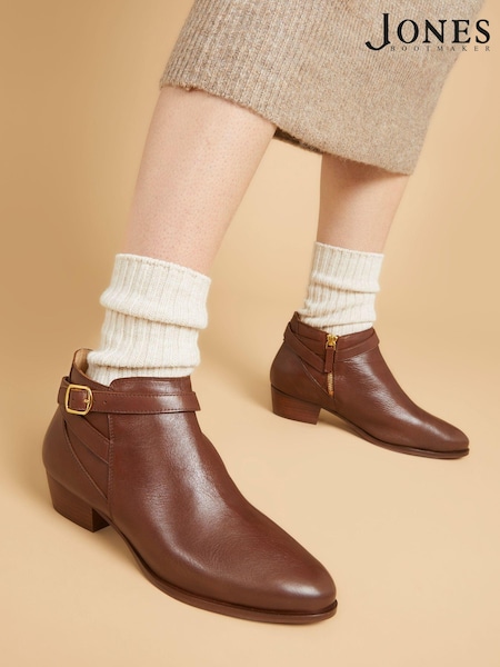 Jones Bootmaker Cream Fairlop Leather Heeled Ankle Boots (Q74217) | €152