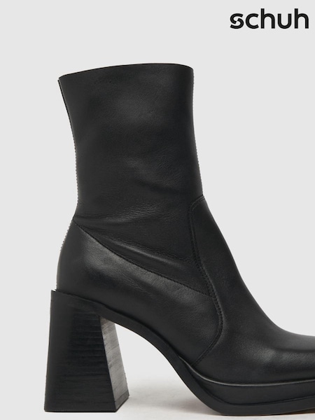Schuh Arno Leather Platform Black Boots (Q74231) | $84