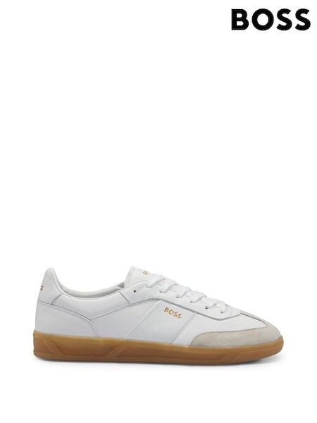 BOSS Cream Leather and Suede Gum Sole Trainers (Q74262) | €140