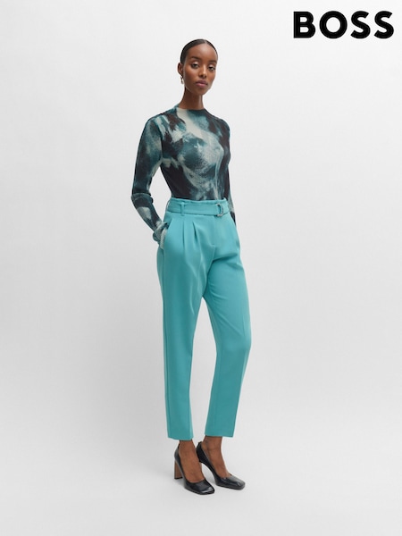 BOSS Blue Cropped Regular-Fit Trousers in Japanese Crepe (Q74273) | €152