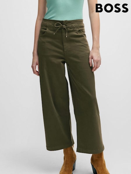 BOSS Green Wide Relaxed Fit Cropped Paperbag Trousers (Q74278) | €137