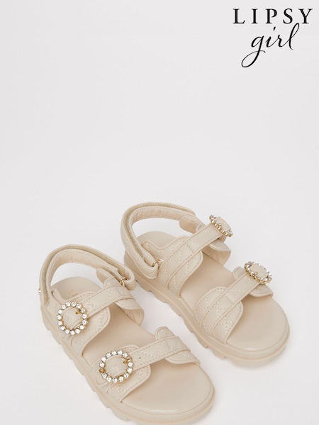 Lipsy Cream Quilted Chunky Flatform Occasion Sandal (Q74303) | €24 - €27