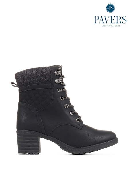 Pavers Black Pavers Lace-Up Ankle Black Boots (Q74328) | €59