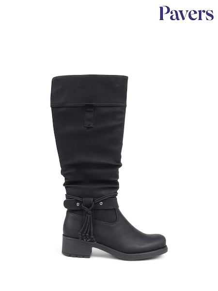 Pavers Casual Knee High Black Boots (Q74329) | AED291