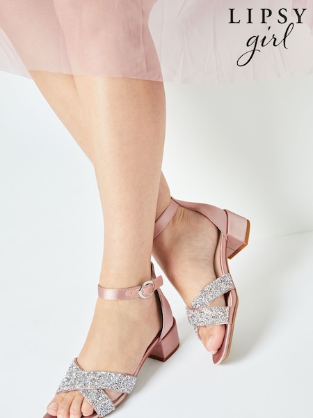 Lipsy Nude Pink Low Block Heel Occasion Sandal (Q74345) | $46 - $53