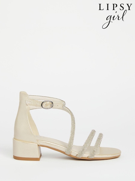 Lipsy White Low Block Heel Occasion Sandals (Q74347) | €19 - €22