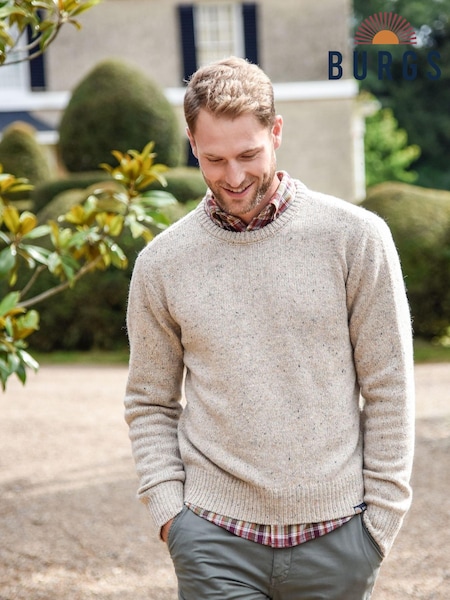 Burgs Mornick Mens Rich Neppy Knit Crew Neck Jumper (Q74422) | € 26