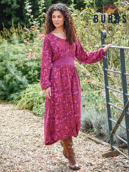 Burgs Womens Pink Rillaton Mix Print Midi Dress (Q74449) | €39