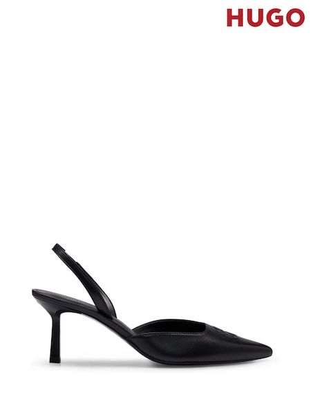 HUGO Slingback Black Pumps in Nappa Leather With Debossed Logo (Q74541) | 175 €