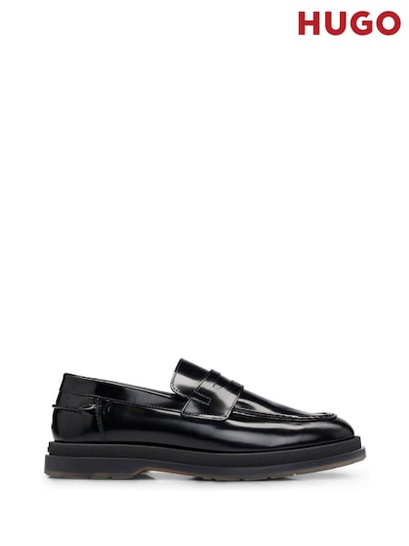 HUGO Penny Trim Black Moccasins In Brush-Off Leather (Q74550) | €114