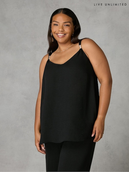 Live Unlimited Black Curve Trim Detail Vest Top (Q74598) | €24