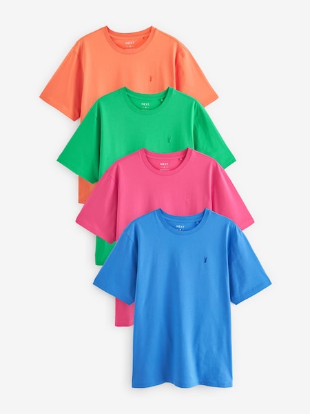 Blue/Green/Pink/Orange 100% Cotton T-Shirts 4 Pack (Q74609) | 89 QAR