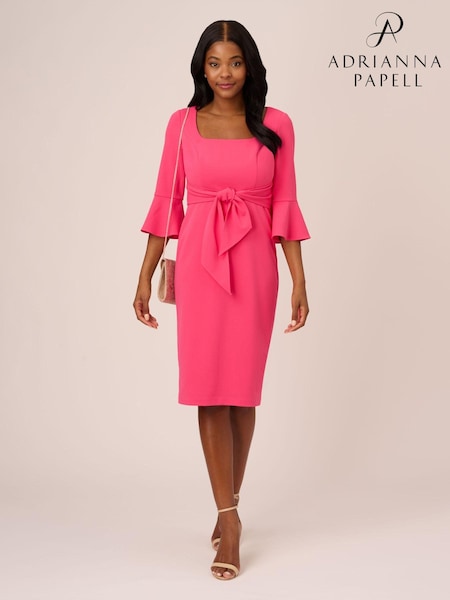 Adrianna Papell Pink Bell Sleeve Tie Front Dress (Q74650) | 737 QAR