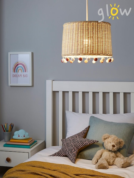 glow Natural Rattan Pom Pom Easyfit Shade (Q74670) | 173 QAR