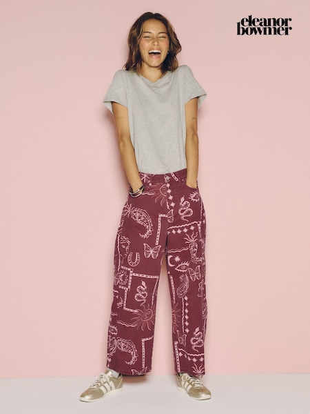 Berry Pink Patch Print - Eleanor Bowmer Barrel Leg Jeans