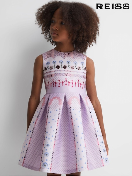 Reiss Lilac Lana 9-13 yrs Scuba Floral Print Dress (Q74786) | 441 QAR