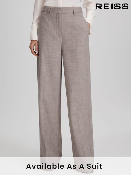 Reiss Oatmeal Hazel Wool Blend Wide Leg Suit Trousers (Q74807) | €120