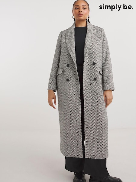 Simply Be Grey Salt and Pepper Slim Column Coat (Q74843) | €47.50