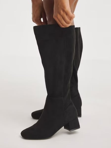 JD Williams Black Wide Block Heel High Leg Boots (Q74914) | €34