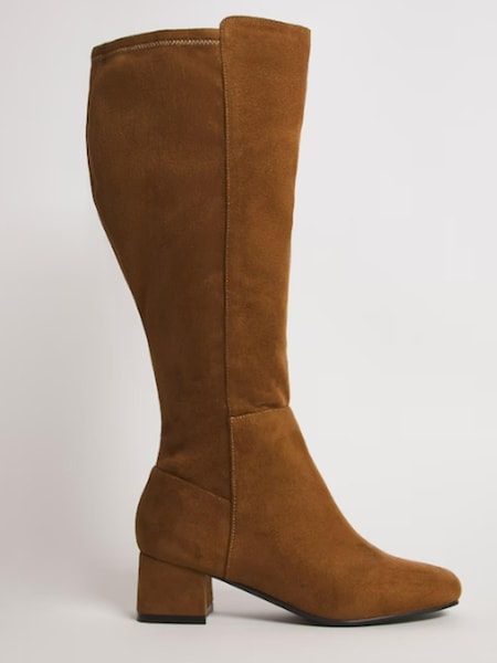 JD Williams Brown Wide Block Heel High Leg Boots (Q74952) | €34