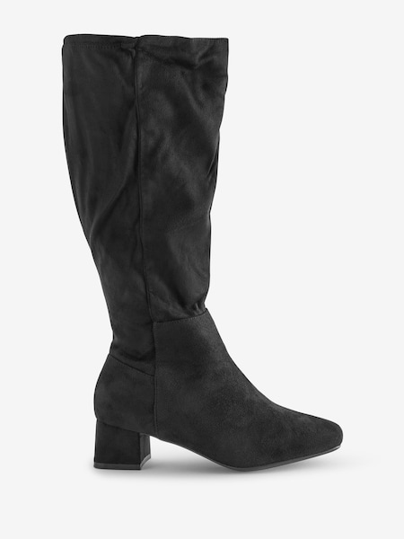 JD Williams Black Extra Wide Block Heel High Leg Boots (Q74954) | €34
