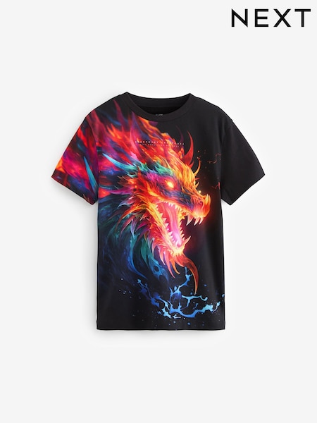 Black Dragon Short Sleeve Graphic 100% Cotton T-Shirt (4-16yrs) (Q74969) | 29 QAR - 38 QAR