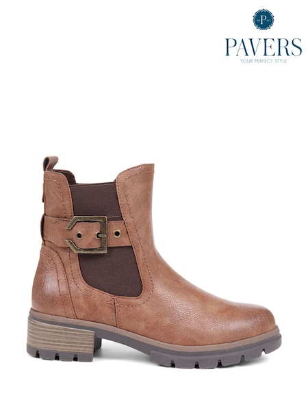 Pavers Brown Pavers Chunky Buckle Detail Black Ankle Boots (Q74970) | €78