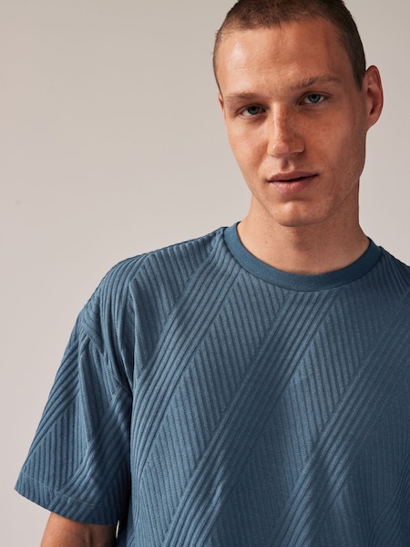 Blue Relaxed Fit Textured T-Shirt (Q75066) | € 6
