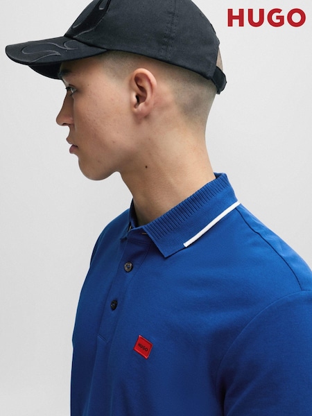 HUGO Blue 100% Cotton Piqué Logo Label Slim Fit Polo Shirt (Q75112) | €58
