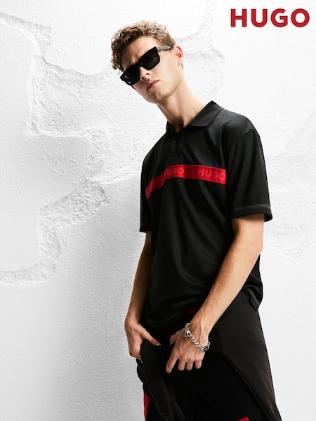 HUGO Black Cotton-Blend Polo Shirt (Q75123) | €58