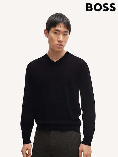 BOSS V-Neck 100% Cotton Embroidered Logo Sweater (Q75165) | 539 LEI