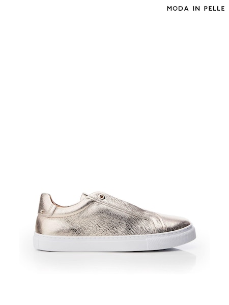 Moda in Pelle Bencina Slip On White Trainers with Elastic (Q75197) | €56