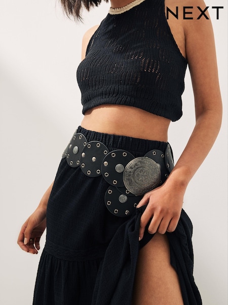 Black Low Slung Disc Belt (Q75217) | €12