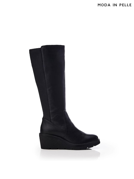 Moda in Pelle Harpette Crepe Wedge Long Side Zip Boots (Q75233) | AED1,281