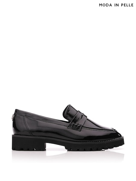 Moda in Pelle Calfie Clean Saddle Black Loafers With Crystal Rand (Q75269) | €159