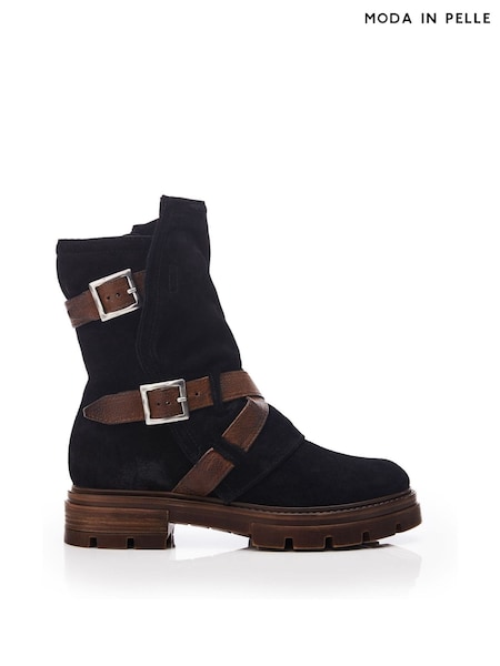 Moda in Pelle Briona Front Wrap Side Buckle Chunky Sole Ankle Boots (Q75293) | ₪850