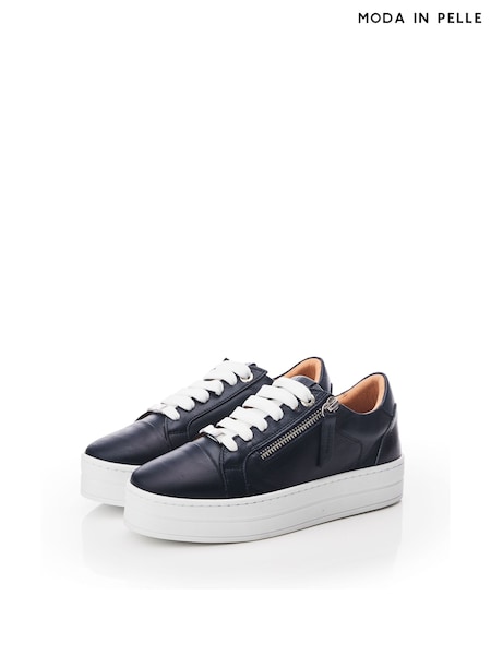 Moda In Pelle Abbiy Chunky Slab Sole Side Zip Lace Up Trainers (Q75311) | $156