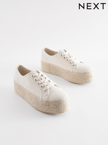 Neutral Forever Comfort® Chunky Flatform Espadrille Lace Up Trainers (Q75324) | AED75