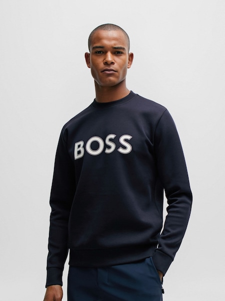 Blau - BOSS Cotton-Blend Sweatshirt With HD Logo Print (Q75355) | 97 €
