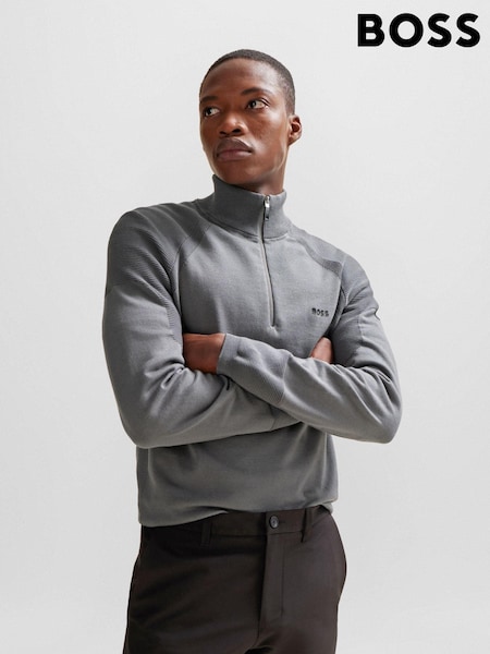 BOSS Grey Zip Neck Jumper (Q75369) | €62