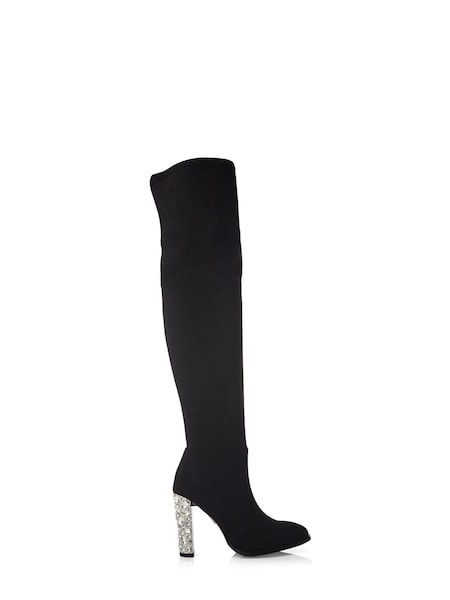 Moda in Pelle Zamaria Over Knee Microsude Black Boots With Feature Heel (Q75487) | €102
