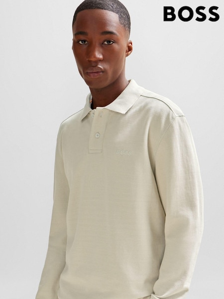 BOSS Natural Waffle Texture Long Sleeve Polo Shirt (Q75492) | €59