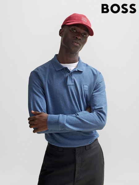 BOSS Mid Blue Paaserby Long Sleeve Polo Shirt (Q75518) | €53