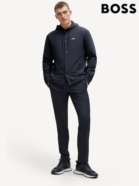 BOSS Navy Blue Button Up Hooded Overshirt Jacket (Q75529) | €160