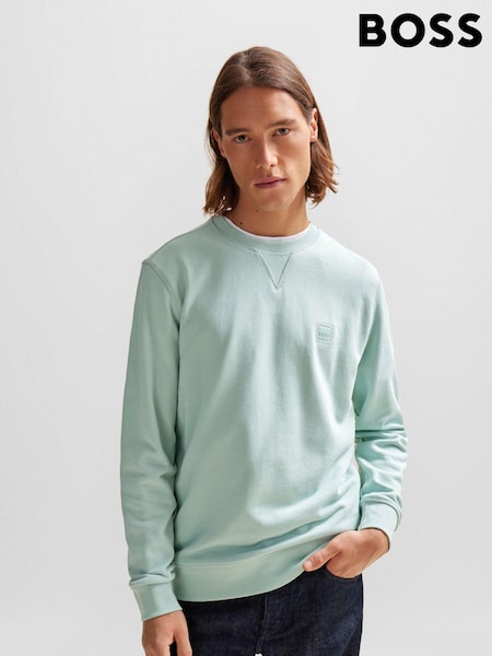 Albastru deschis - Hanorac BOSS Relaxed Fit 100% bumbac (Q75540) | 413 LEI