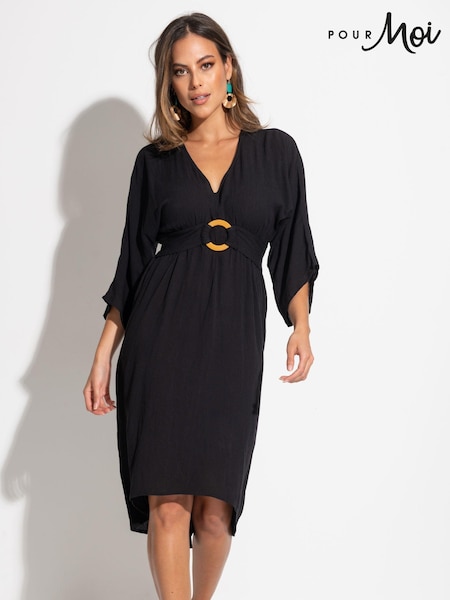 Pour Moi LENZING™ ECOVERO™ Viscose Crinkle O Ring Midi Beach Cover-Ups (Q75564) | 188 LEI