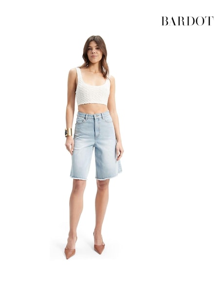 Bardot Blue Bardot Blue Forte Long Denim 100% Cotton Shorts (Q75646) | €61